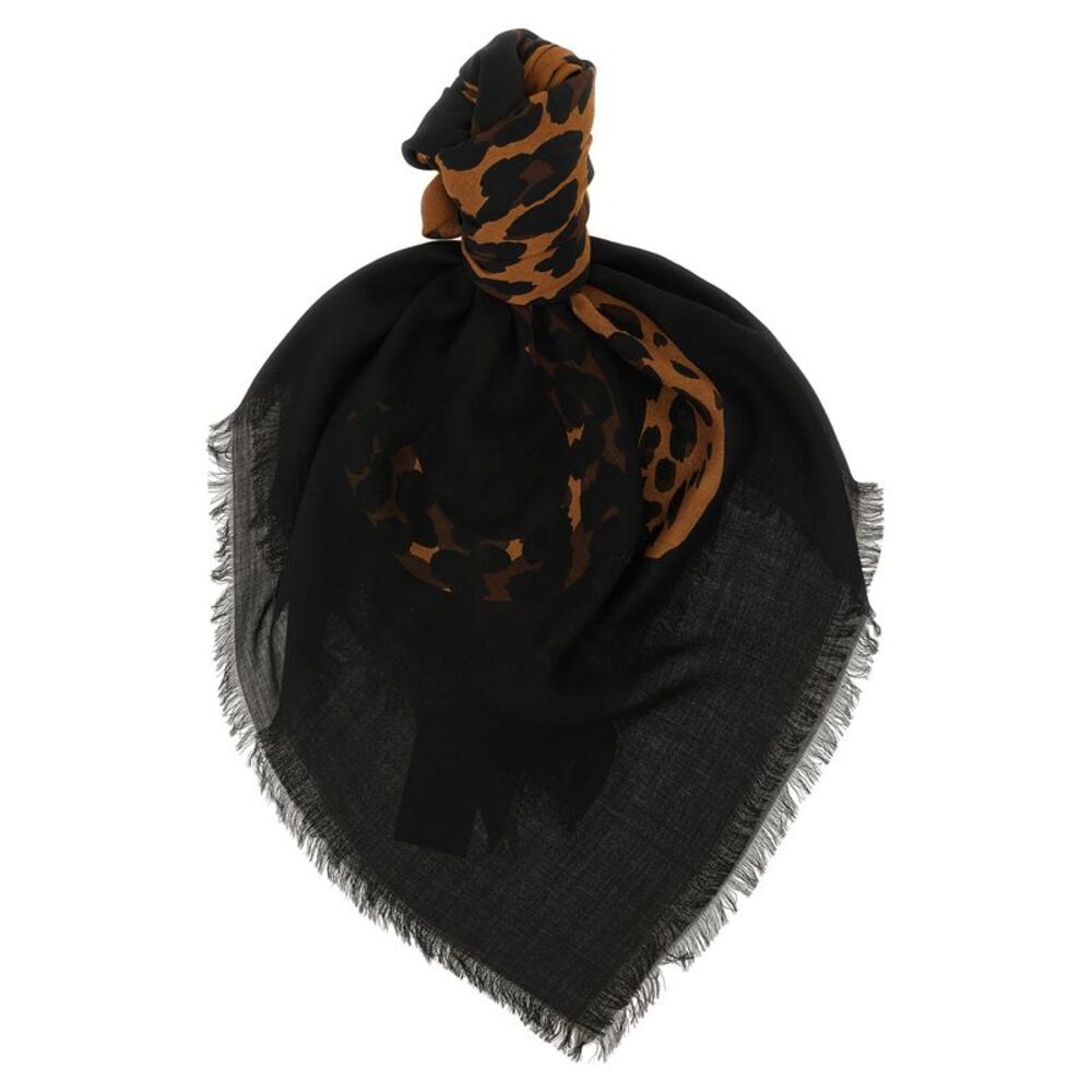 Saint Laurent Women 'Cassandre' Scarf With Leopard Pattern